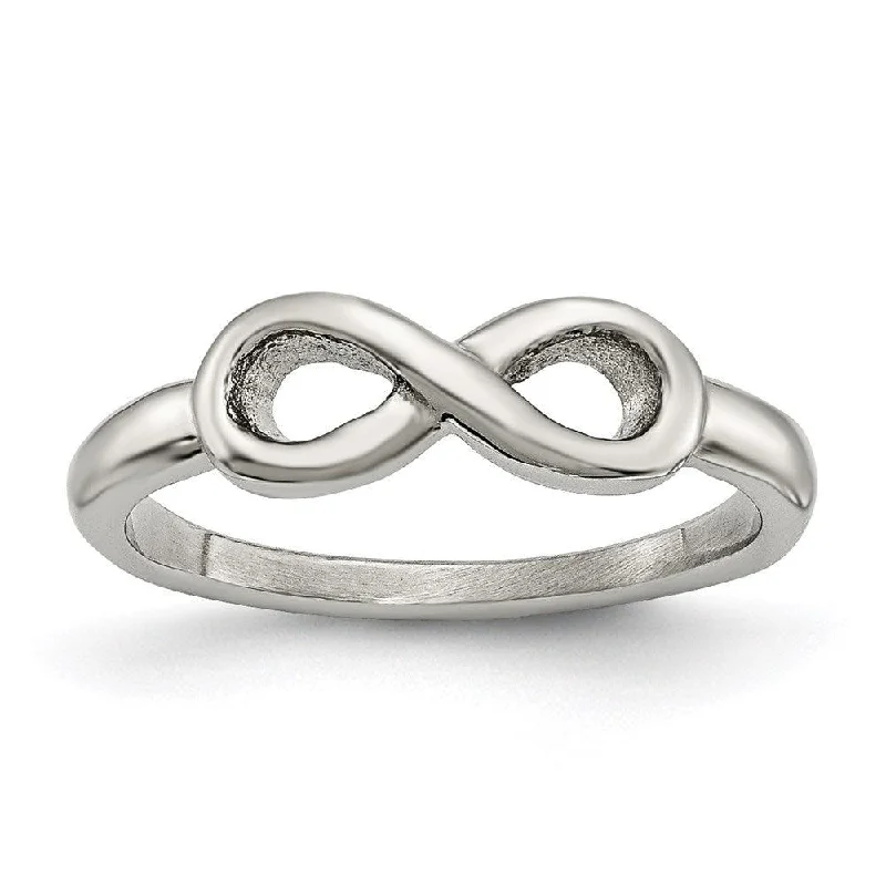 pearl rings for women -Stainless Steel Polished Infinity Symbol Ring