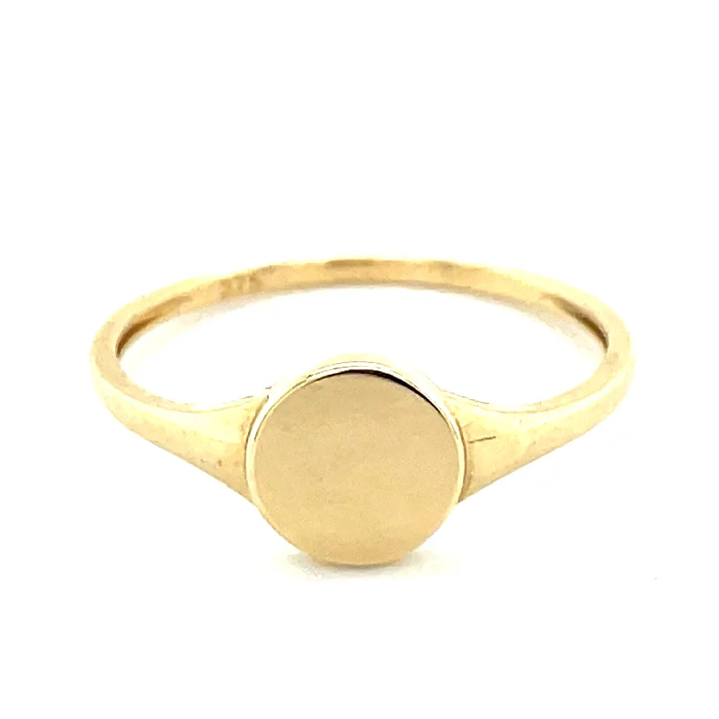 stackable rings for women -9ct Gold Round Signet Ring