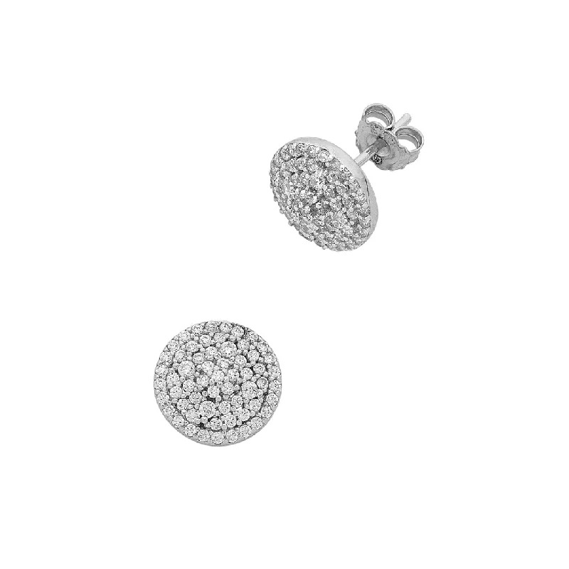 elegant gemstone earrings -Sterling Silver Cubic Zirconia Triple Halo Earrings