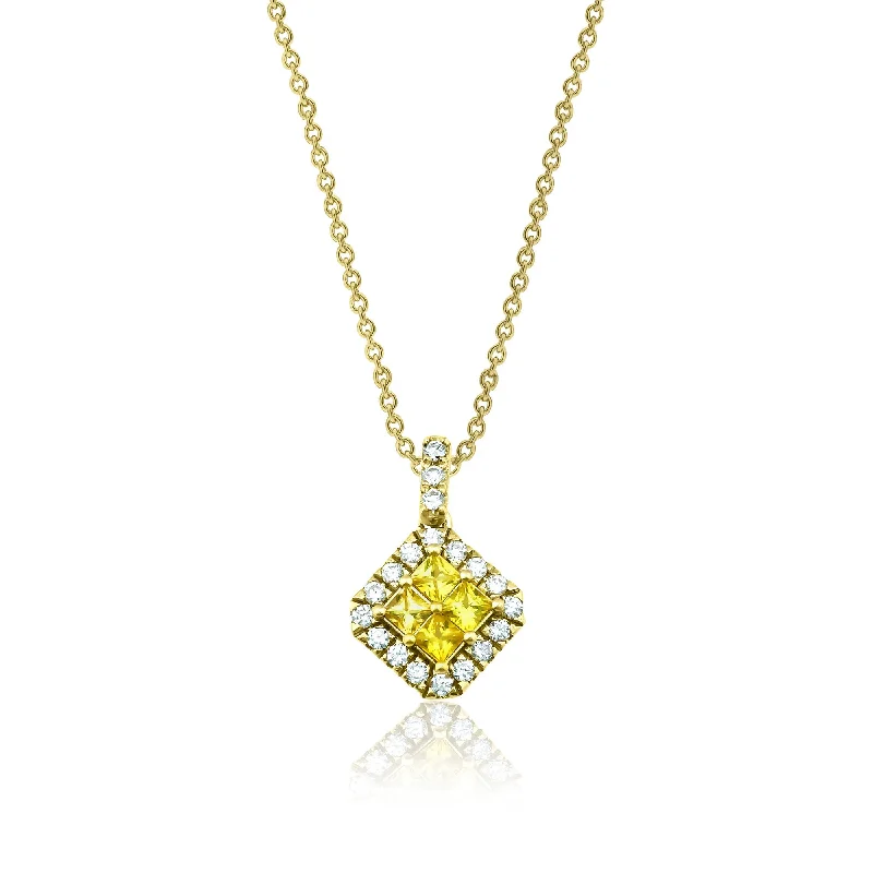 gemstone necklaces for women -Fortuna Amarillo 18K Gold Necklace w. Diamonds & Sapphires