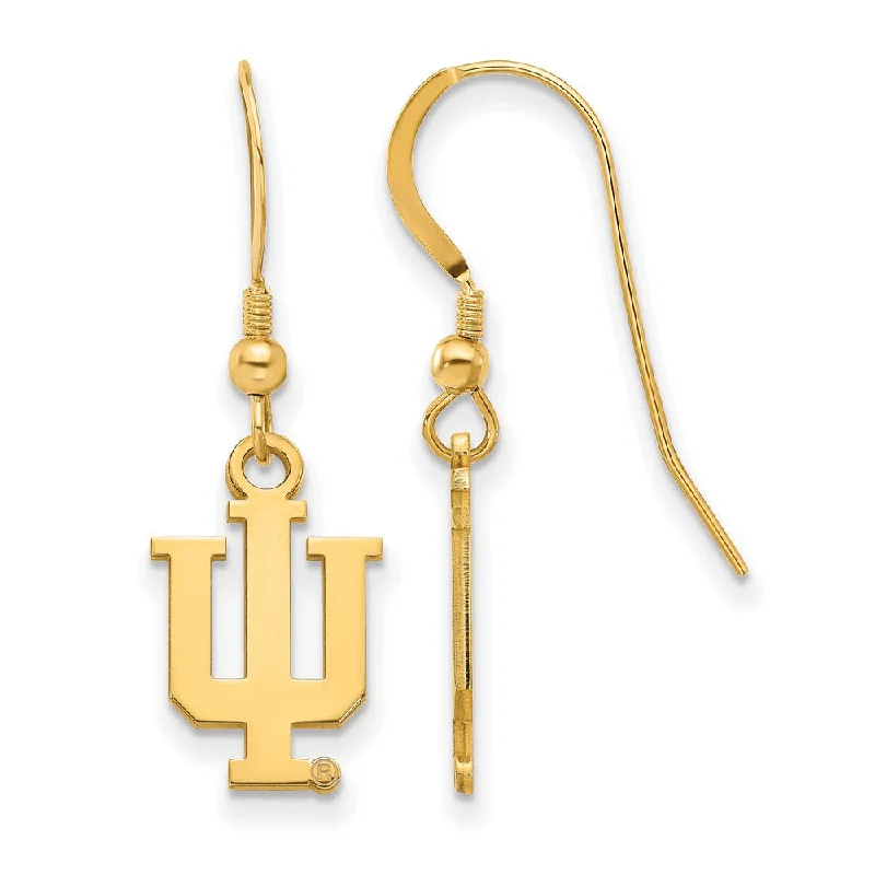 rhinestone earrings for women -14k Gold Plated Silver Indiana University SM Dangle Earrings