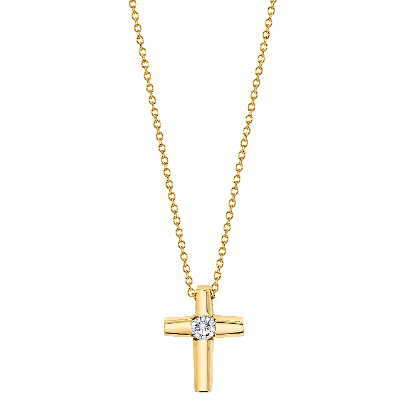 simple gold necklaces for women -Center Diamond Cross