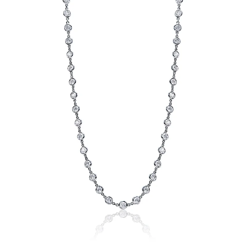 dainty gold necklaces for women -Kora 12 Carat Round Brilliant Diamonds By The Yard Necklace in 14K White Gold For Ladies