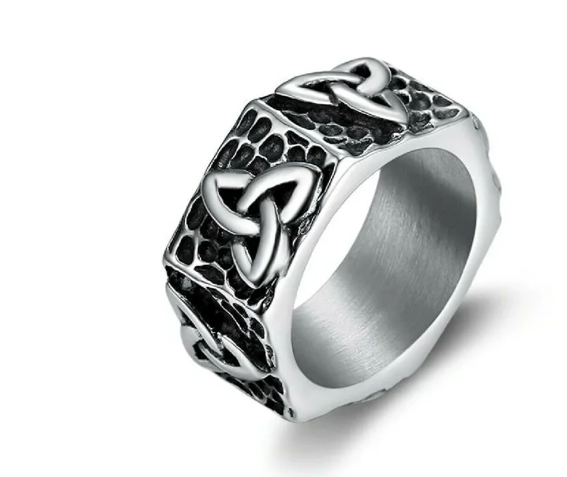 stackable diamond rings -Stainless Steel Celtic  Trinity  Ring 10mnm width