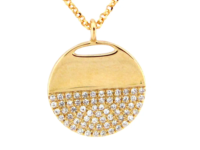 fashion gold necklaces for women -14KYG 0.21CTW BR HALF DIA DISC PENDANT NECKLACE