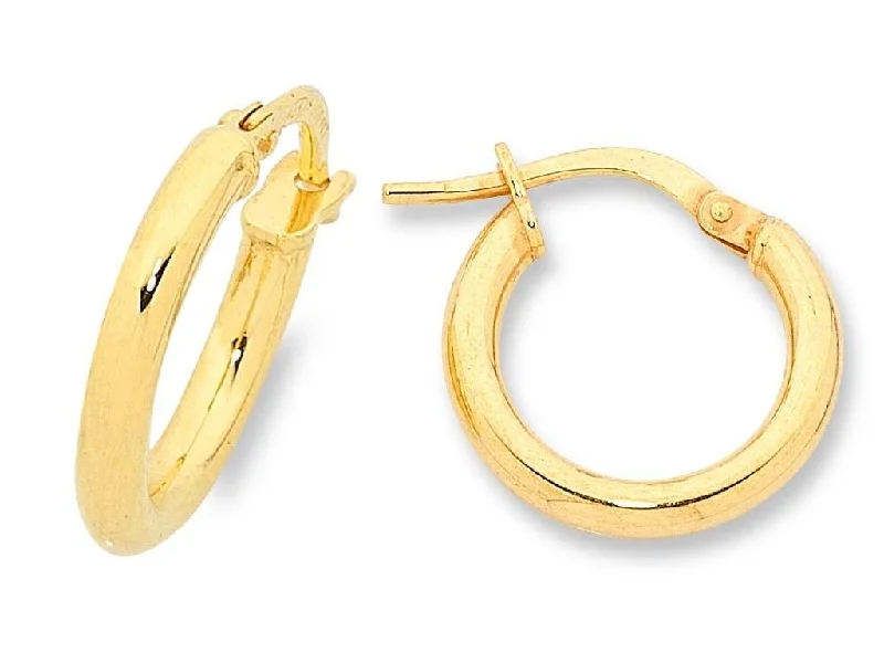 gemstone stud earrings for women -9ct Yellow Gold Silver Infused Plain Hoop Earrings 15mm