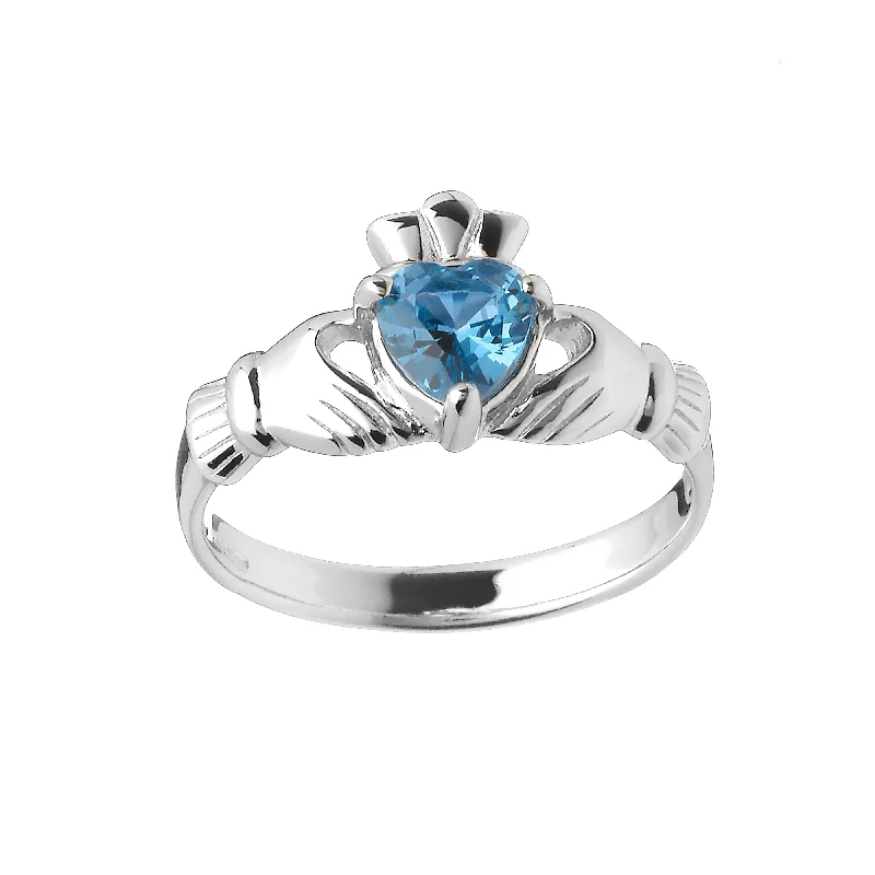 classic wedding rings -Sterling Silver December Birthstone Claddagh Ring