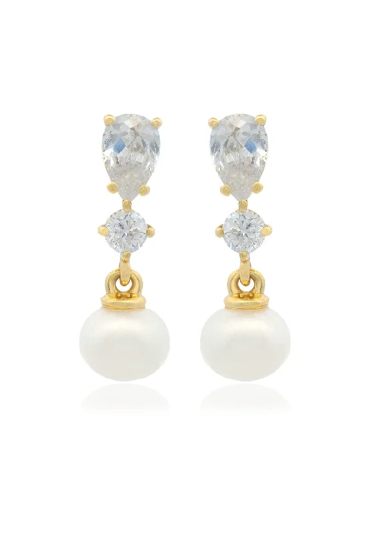 fashion earrings for women -CHIC NOEL FRESHWATER PEARL PYRMONT EARRINGS GOLD