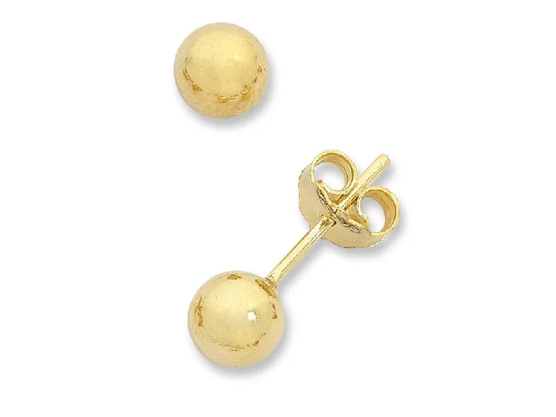 trendy statement earrings for women -5mm 9ct Yellow Gold Round Ball Stud Earrings