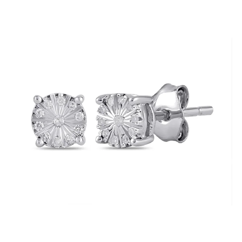 colorful earrings for women -Mirage Diamond Set Fancy Miracle Stud Earrings in Sterling Silver