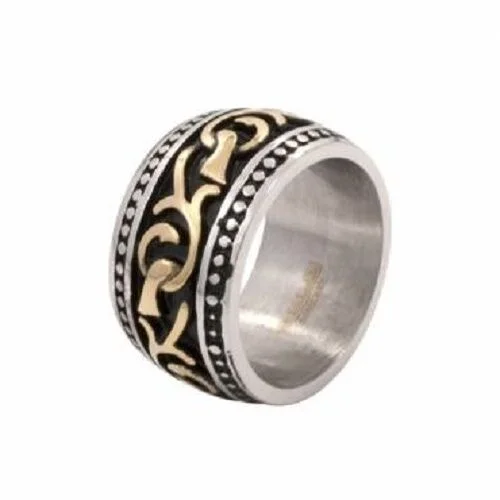 simple gold rings for women -Designer Chunky Design Celtic Ring - Gold Stainless Steel