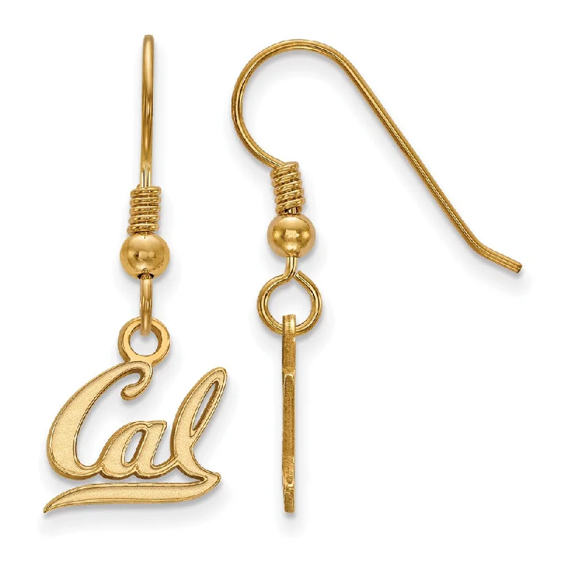 custom earrings for women -14k Gold Plated Silver U of California Berkeley XS Tiny Dangle Earring