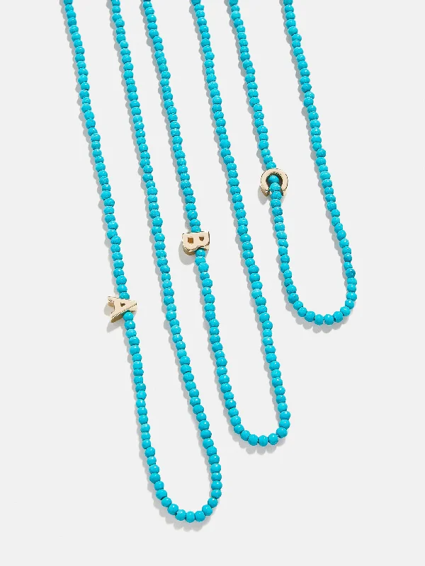 birthstone necklaces for women -Turquoise Semi-Precious Initial Necklace - Turquoise