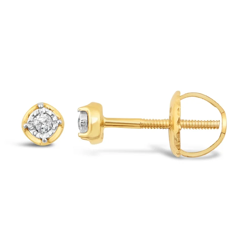 romantic earrings for women -Children's Diamond Miracle 9ct Yellow Gold Earrings