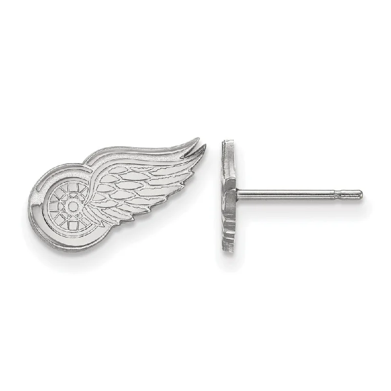 trendy earrings for women -14k White Gold NHL Detroit Red Wings XS Post Earrings