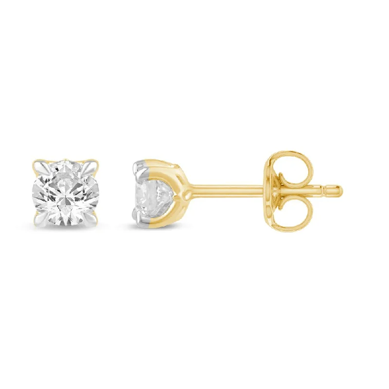 bridal hoop earrings for women -Solitaire Stud Earrings with 1/3ct of Laboratory Grown Diamonds in 9ct Yellow Gold