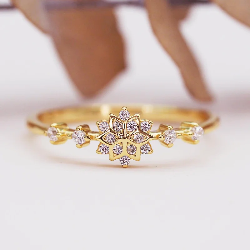 silver engagement rings -Gold Astraea Ring