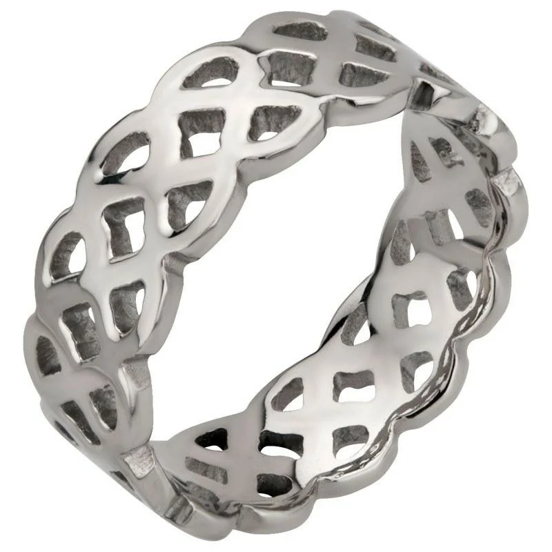 diamond rings for brides -Stainless Steel Celtic Cutout  Ring SZ 10