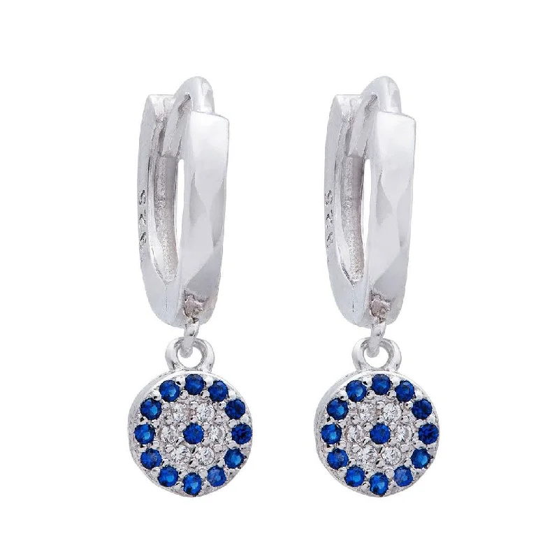 luxurious gold earrings for women -Evil Eye Sterling Silver Drop Earrings