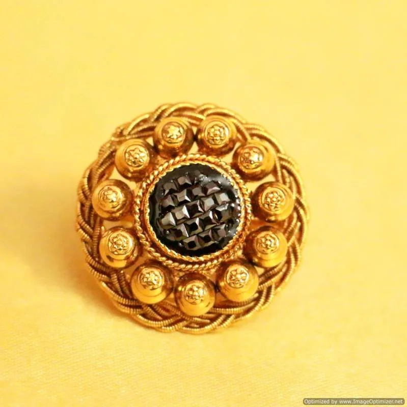 promise rings for women -ANTIQUE GOLD LOOK BLACK STONE COCKTAIL RING