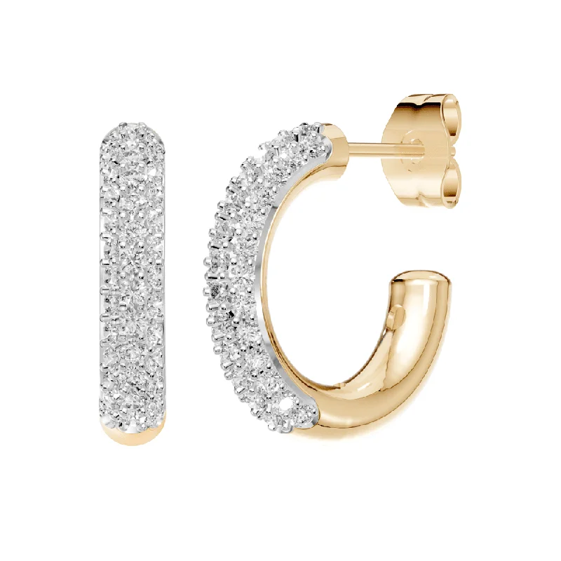 chic hoop earrings for women -J Hoop Earrings with 1.00ct of Laboratory Grown Diamonds in 9ct Yellow Gold