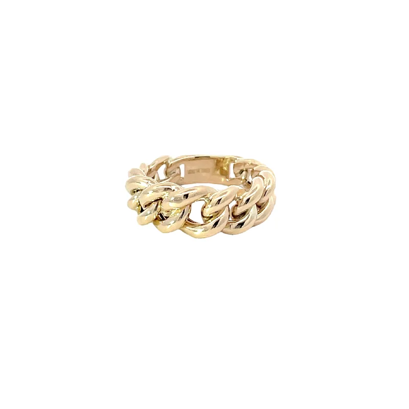 silver engagement rings -Yellow Gold Graduated Curb Link Ring