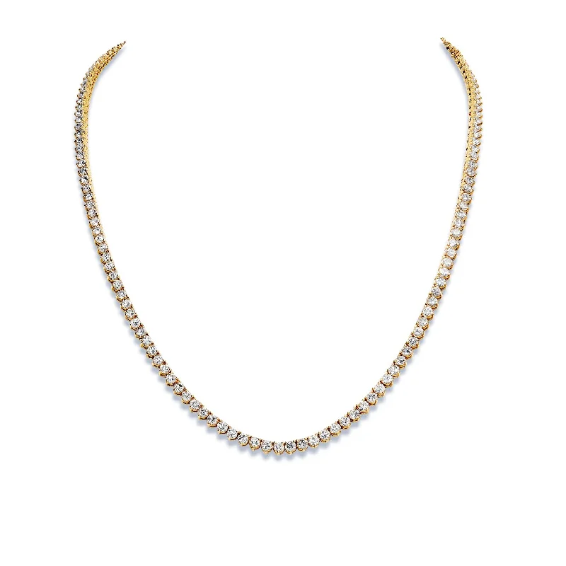 sapphire necklaces for women -Octavia 26 Carat Round Brilliant Diamond Tennis Necklace in 14k Yellow Gold