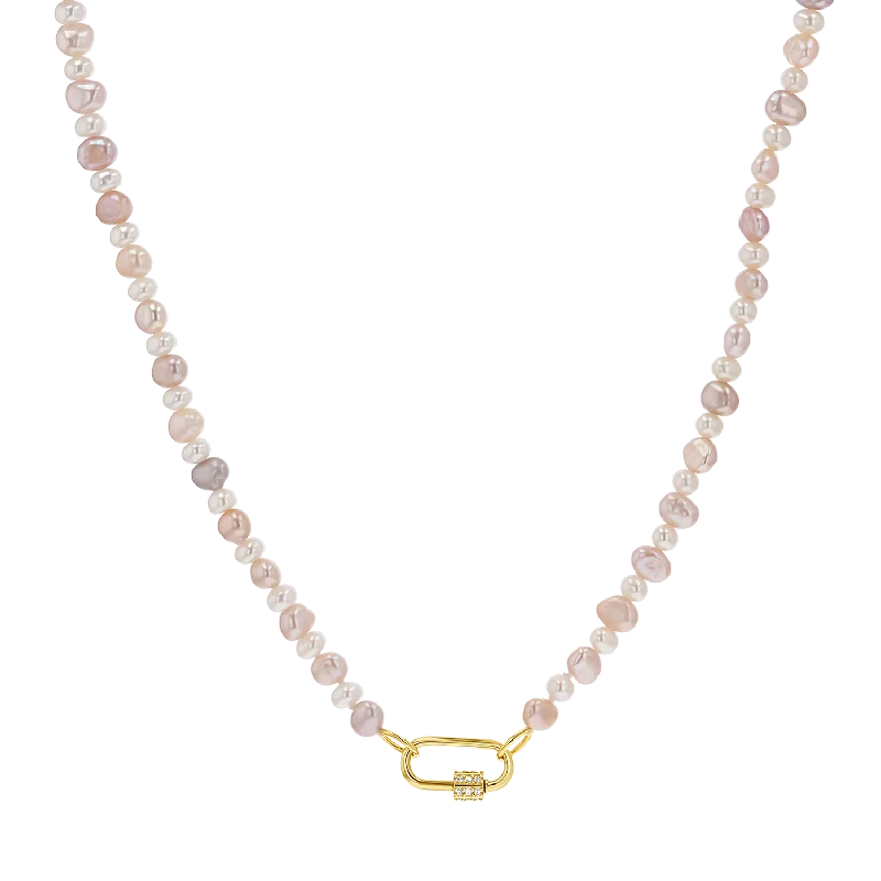 anniversary necklaces for women -Blush and White Pearl Connector Necklace