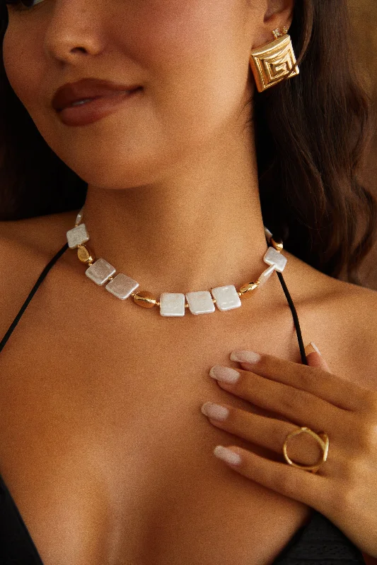 crystal necklaces for women -Baja Coast Pearl Necklace - White