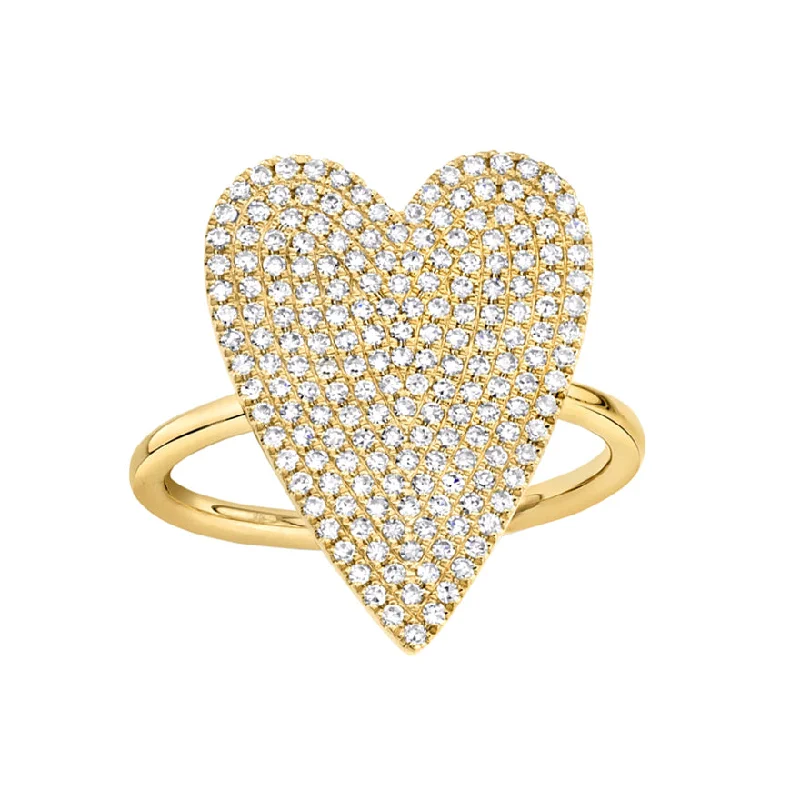 stackable gold rings for women -14K GOLD DIAMOND LARGE JANINE HEART RING