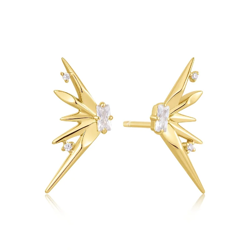 trendy drop earrings for women -Ania Haie Gold Statement Spike Stud Earrings