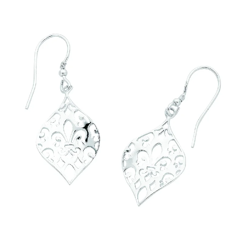 handmade silver earrings for women -Sterling Silver Filigree Drop Earrings