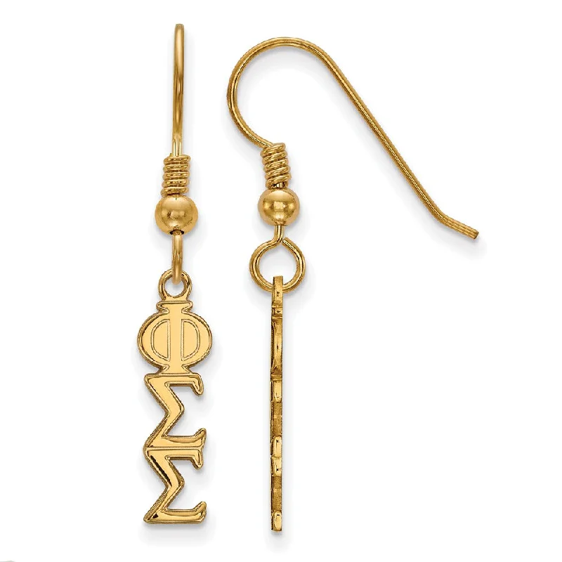 vintage earrings for women -14K Plated Silver Small Phi Sigma Sigma Dangle Earrings