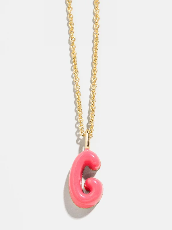 gemstone necklaces with gold chain -Mini Bubble Initial Necklace - Coral