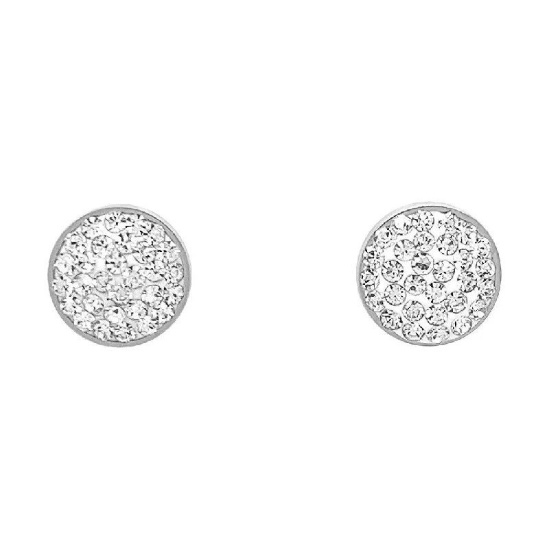 luxurious pearl drop earrings -Crystal Disc Stainless Steel Earrings