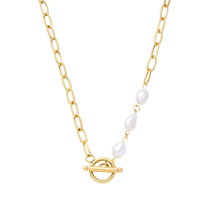 long chain necklaces for women -Sherbet Pearl TBar Necklace