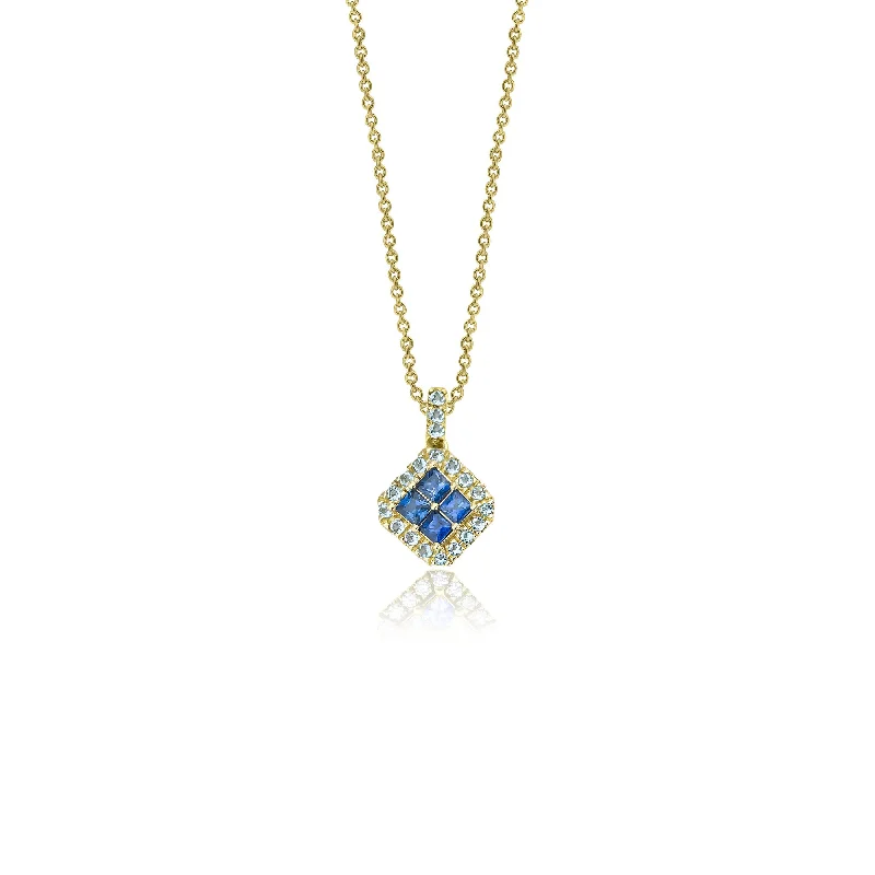 crystal necklaces for women -Fortuna Azul 18K Gold Necklace w. Aquamarines & Sapphires