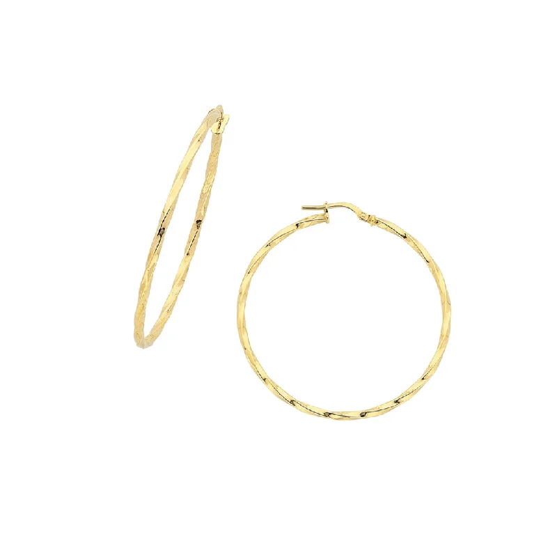 custom earrings for women -9ct Yellow Gold Silver Infused Twist Hoop Earrings 40mm