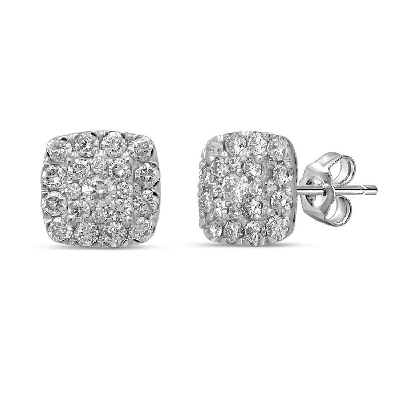 fun earrings for women -9ct White Gold 1.00ct Diamond Earrings