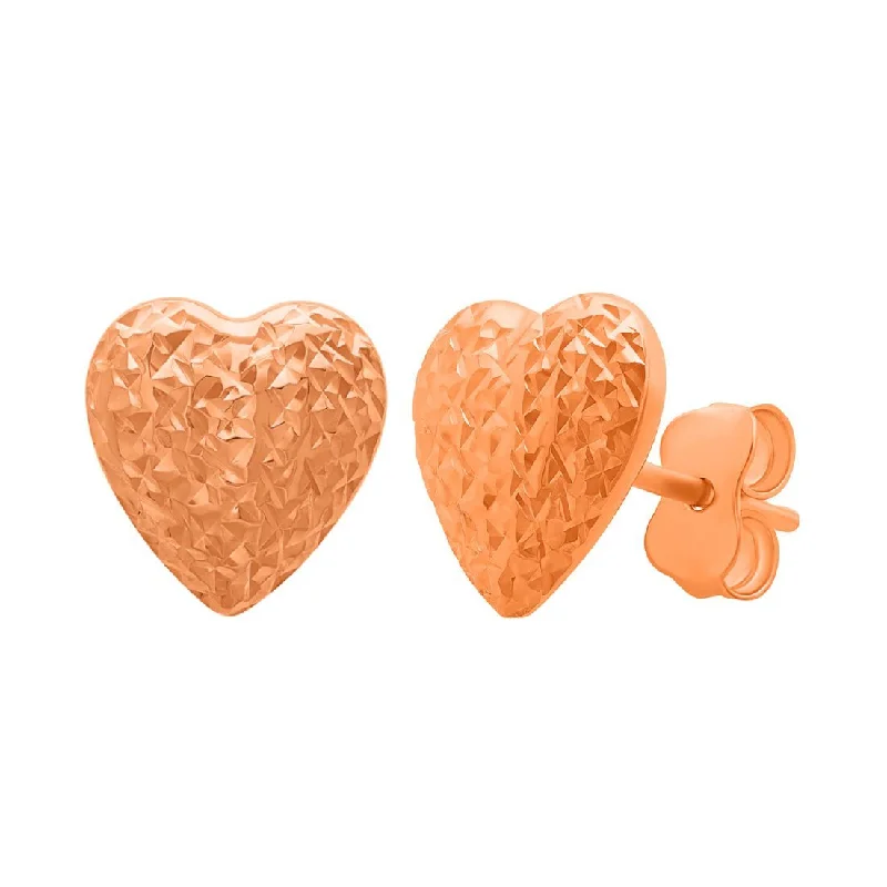 drop earrings for women -9ct Rose Gold Silver Infused Heart Stud Earring