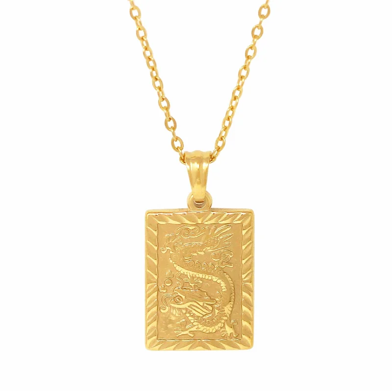 vintage gold necklaces for women -Dragon Tablet Necklace