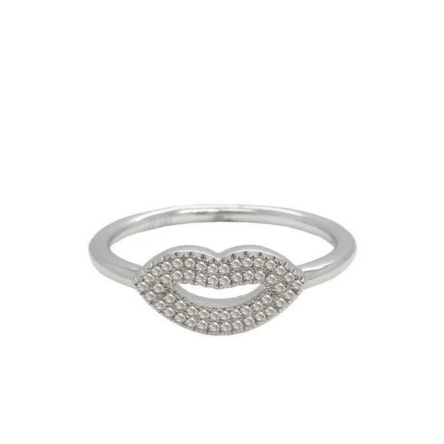 classic diamond rings -14K GOLD DIAMOND LIPS RING