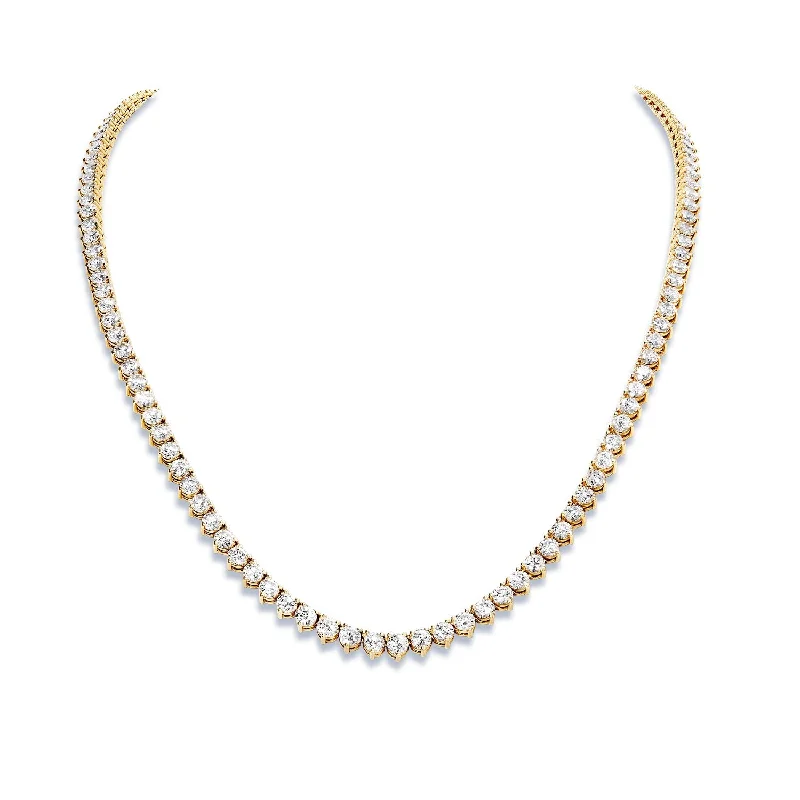 bold necklaces for women -Elias 34 Carat Round Brilliant Diamond Tennis 23 inch Long Necklace in 14k Yellow Gold For Unisex