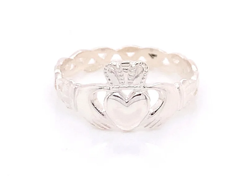 solitaire engagement rings -Sterling Silver Claddagh Ring With Twist Band