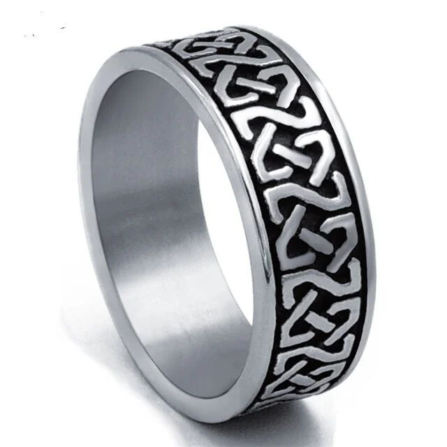 diamond wedding bands -8 mm Celtic Knot Ring -  Stainless Steel Size 8-14