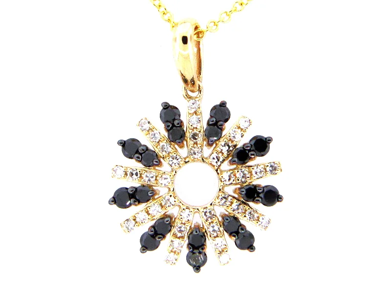 chic necklaces for women -14KYG 0.49CTW BR AND BLK SUN PENDANT NECKLACE