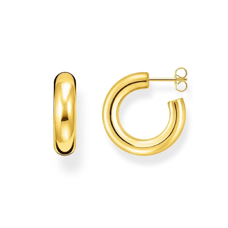 elegant dangle earrings for women -THOMAS SABO Chunky Hoop Earrings - Small Gold Plated