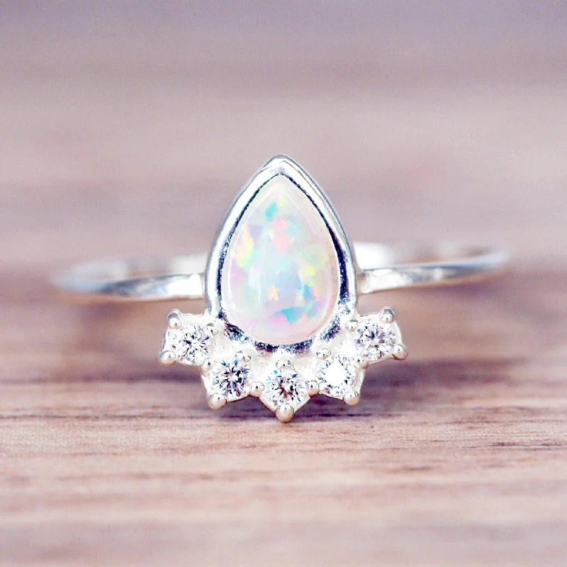 vintage gold rings -Stardust Dainty Opal Ring