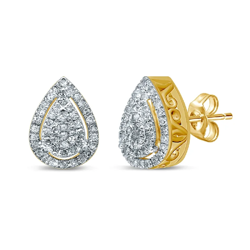 custom earrings for women -9ct Yellow Gold 0.25ct Diamond Pear Shaped Stud Earrings