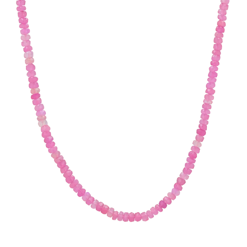 rose gold necklaces for women -Pink Opal Bead Necklace